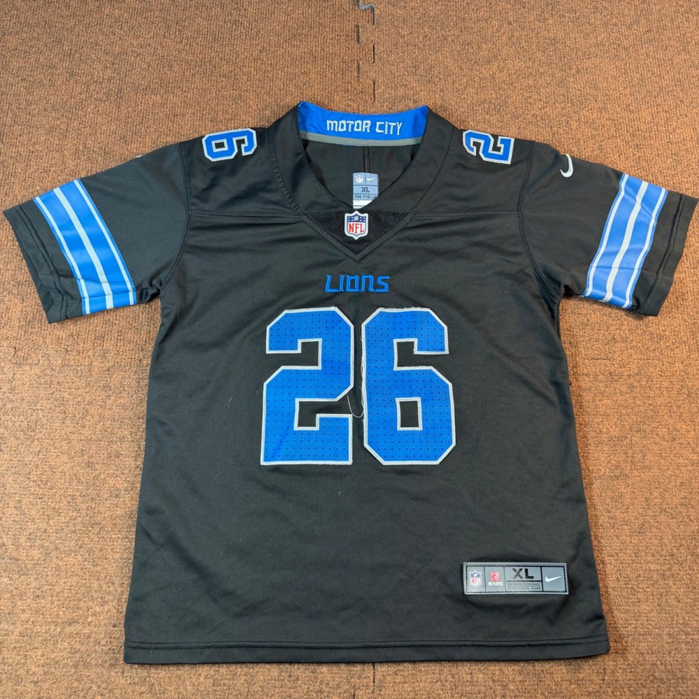 Nike Detroit Lions Jahmyr Gibbs 26 Jersey Kids XL Black Motor City NFL On Field